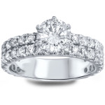Sparkling Yaffie White Gold Duo Row Engagement Ring - 2.5ct Diamonds
