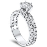 Sparkling Yaffie White Gold Duo Row Engagement Ring - 2.5ct Diamonds
