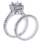 Yaffie Princess-cut Square Halo Diamond Wedding Set in White Gold with 2 1/2ct TDW