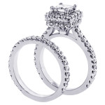 Yaffie Princess-cut Square Halo Diamond Wedding Set in White Gold with 2 1/2ct TDW