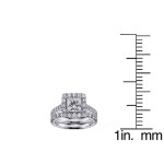 Yaffie Square Halo Bridal Ring Set with Princess-cut Diamonds - White Gold, 2.5ct TDW