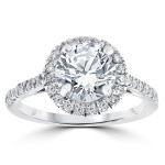 Halo Engagement Ring with Enhanced Clarity White Gold and 2 1/3 ct Round Diamond by Yaffie