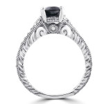 Yaffie™ Bespoke Vintage Ring: White Gold 2 1/3 ct TW Diamond & Black Sapphire Engagement