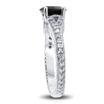 Yaffie™ Bespoke Vintage Ring: White Gold 2 1/3 ct TW Diamond & Black Sapphire Engagement