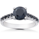 Custom Yaffie™ 2.25ct Black Diamond Engagement Ring in White Gold