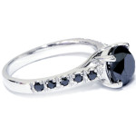 Custom Yaffie™ 2.25ct Black Diamond Engagement Ring in White Gold