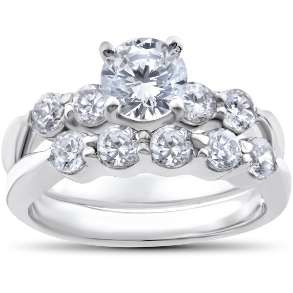 Sparkling White Gold 2.25ct TDW Diamond Wedding Set