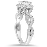 Sparkling Yaffie White Gold Diamond Engagement Ring with Halo Setting and Enhanced Clarity, 2 1/4ct TDW