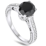 Vintage Black and White Diamond Engagement Ring by Yaffie ™ - White Gold, 2.75ct TDW, Custom Design