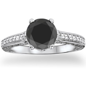 Vintage Black and White Diamond Engagement Ring by Yaffie ™ - White Gold, 2.75ct TDW, Custom Design