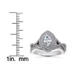 Yaffie Enchanting Double Halo Marquise Diamond Engagement and Wedding Ring Set, 2 3/8ct Total Weight.