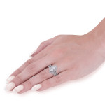 Enhanced Marquise Diamond Double Halo Engagement & Wedding Ring Set - Yaffie White Gold 2.375ct TDW