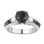 Yaffie™ Bespoke Black and White Diamond Engagement Ring in 2 4/5ct TDW with a Dazzling White Gold Finish