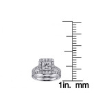 Yaffie Princess-cut Diamond Square Halo Bridal Ring Set in White Gold with 2.8ct Total Diamond Weight