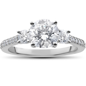 Eco-Friendly Yaffie 2ct Round Diamond 3-Stone White Gold Engagement Ring