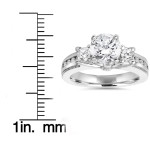 Elegant 3-Stone Clarity Enhanced White Gold Engagement Ring with 2 ct TDW Diamonds by Yaffie