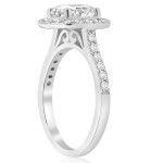 Yaffie 2 ct TDW Diamond Cushion Halo Engagement Ring - White Gold, Enhanced Clarity