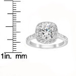 Sparkling Yaffie White Gold Cushion Halo Engagement Ring, Sparked with 2ct TDW Diamonds and Enhanced Clarity.