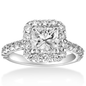 White Gold Princess Cut Diamond Engagement Ring with Halo Setting (2cttw) by Yaffie - Stunning!