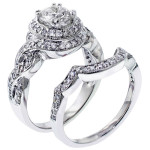 Yaffie White Gold Bridal Ring with 2ct Clarity Enhanced Diamond Halo