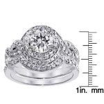 Yaffie White Gold Bridal Ring with 2ct Clarity Enhanced Diamond Halo