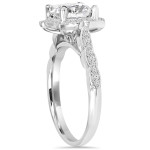 Sparkling Yaffie White Gold 2ct TDW Diamond Halo Engagement Wedding 2-piece Ring Set with Enhanced Clarity