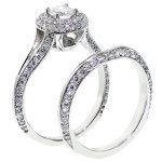 Yaffie White Gold Double Halo Diamond Bridal Ring Set with 2ct TDW