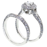 Double Halo Bridal Ring Set with Sparkling 2CT TDW Diamonds in Yaffie White Gold
