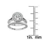 Double Halo Bridal Ring Set with Sparkling 2CT TDW Diamonds in Yaffie White Gold