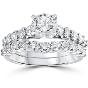 2ct TDW Diamond Engagement Wedding Ring Set in Yaffie Chic White Gold
