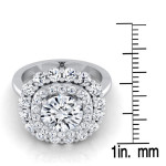 Sparkling Brilliance: Yaffie Double Halo Engagement Ring with 2ct TDW Round Diamond in White Gold