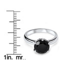 Yaffie ™ Crafts Unique Black Diamond Solitaire Ring in White Gold - 2ct TDW Round-cut Beauty