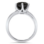 Yaffie ™ Crafts Unique Black Diamond Solitaire Ring in White Gold - 2ct TDW Round-cut Beauty