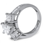 Vintage-Styled 3-Stone Engagement Ring with 2ct TDW Clarity Enhanced White Diamonds in White Gold by Yaffie.