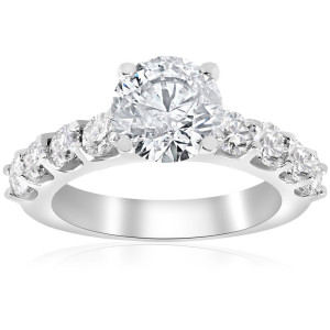 Enhanced Clarity Diamond Engagement Ring with 3.1 ct White Gold Sparkle by Yaffie.