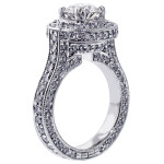 Elegant Yaffie Engagement Ring with 3 4/5ct TDW Round Halo Diamond in White Gold.