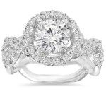 Diamond Round Engagement Ring - Yaffie 3 ct White Gold Stunner with Clarity Enhancement