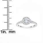 Sparkling Yaffie Diamond Split Engagement Ring with Halos in White Gold, 3/4 ct TDW