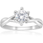 White Gold Diamond Engagement Ring with Interwoven Polished Setting, 3/4 ct TDW