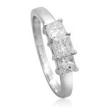 Princess-cut Diamond Anniversary Ring with 3 White Gold Stones totaling 3/4ct from Yaffie