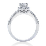 Sparkling Yaffie Diamond Halo Engagement Ring in White Gold with 3/4ct TDW