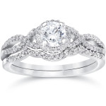 Infinity Halo Diamond Wedding Ring Set with 3/4ct TDW White Gold by Yaffie