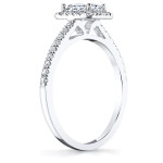 Emerald Diamond Halo Ring: Yaffie White Gold Stunner!