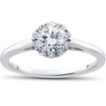 Eco-Friendly Lab Grown Diamond Madelyn Halo Vintage Engagement Ring, Yaffie White Gold 3/4ct.