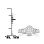 Milgrain Detailed Oval Cut Diamond Ring in White Gold, 3/4ct TDW by Yaffie
