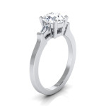 Engagement Ring with Tapered Baguette Side Stones and 3/4ct TDW White Diamonds in White Gold by Yaffie