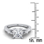 Engagement Ring with Tapered Baguette Side Stones and 3/4ct TDW White Diamonds in White Gold by Yaffie
