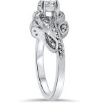 Vintage Style Diamond Engagement Ring with 3/8ct TDW Vine Petal design in Yaffie White Gold