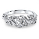 Vintage Vine Petal Diamond Engagement Ring with 3/8ct TDW in White Gold by Yaffie