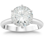 Yaffie ™ Custom Made White Gold Round Diamond Solitaire Engagement Ring with 3ct TDW and Clarity Enhancement